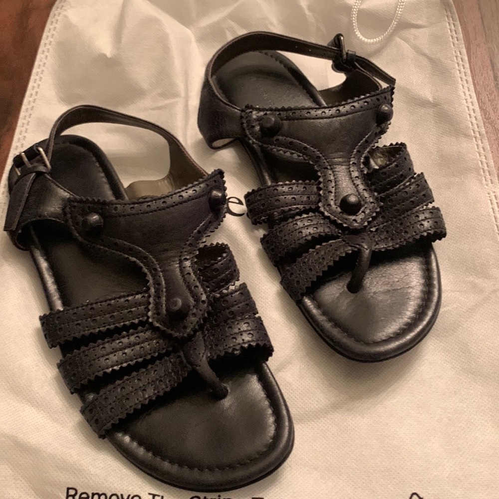 Balenciaga black Leather Gladiator Sandals sz 37.5